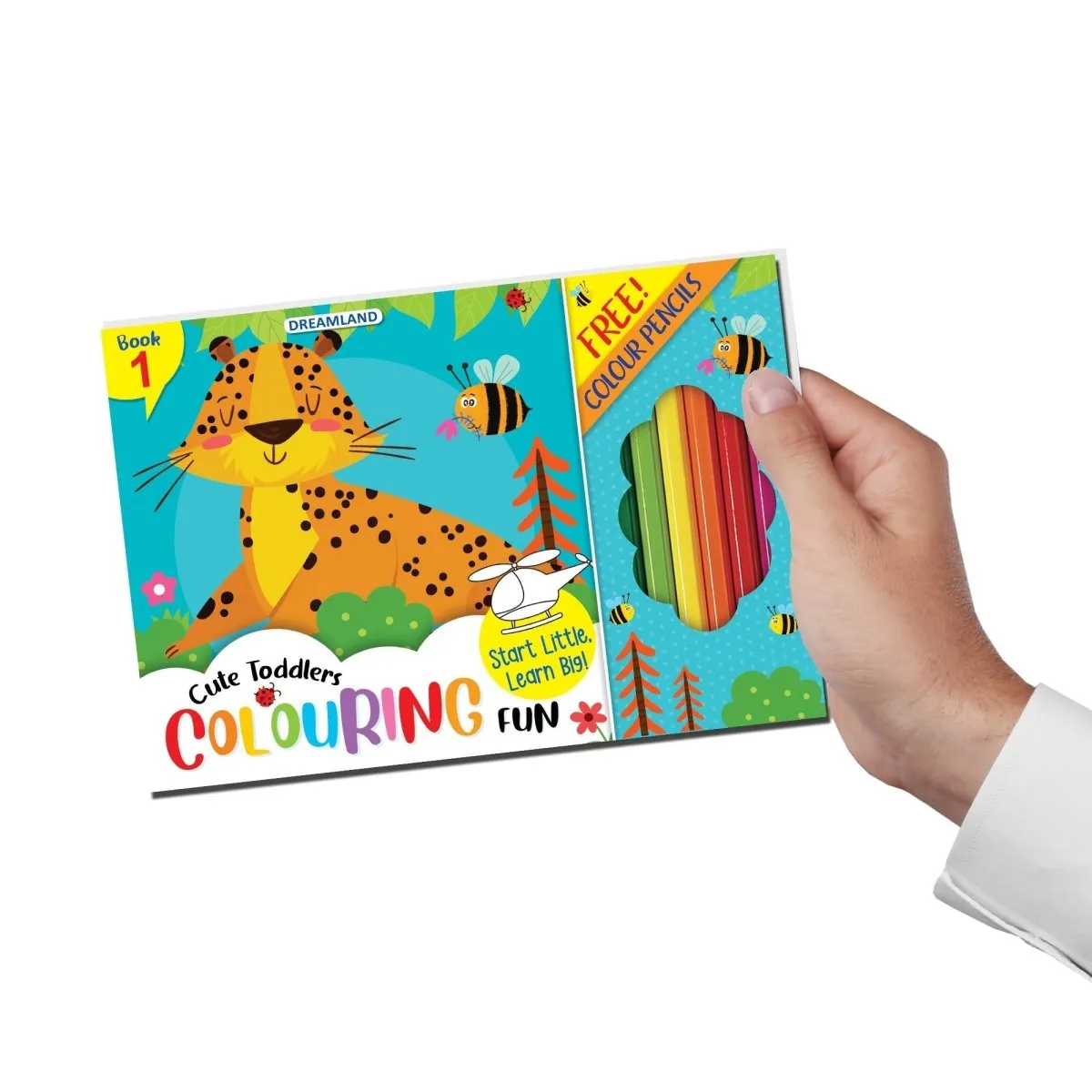 Dreamland Publications Cute Toddlers Fun Colouring Book with 6 Colour Pencils- Book 1