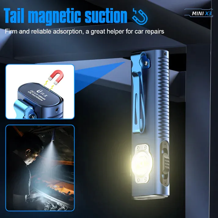 Gray Titanium Gold-TrustFire Mini X3 EDC Multi-Function Flashlight Available with white light, flood light, green laser, and UV or red light options(BUY NOW AND ENJOY AUTOMATIC 20% OFF)
